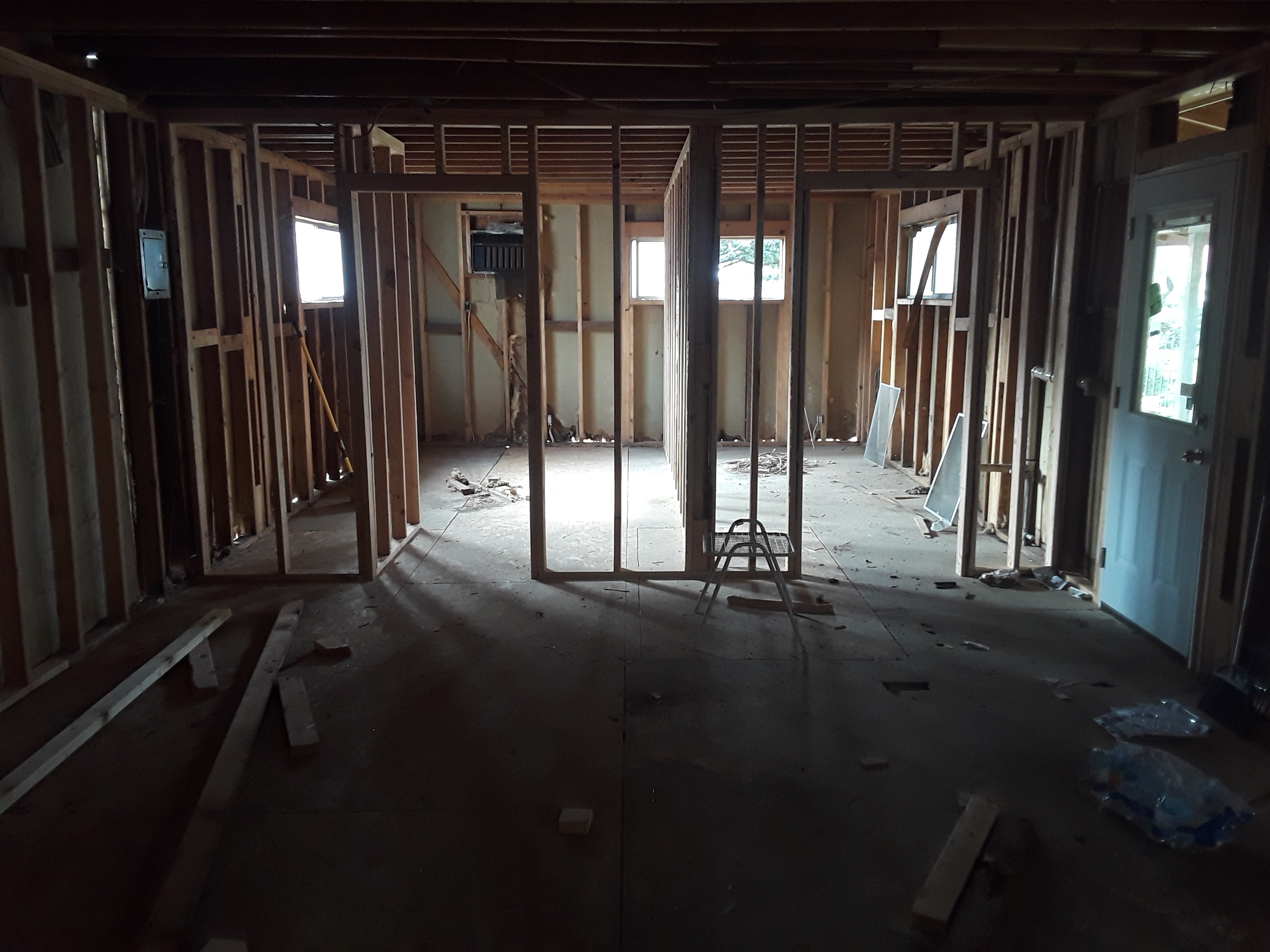 framing of the master bedroom, bath and closet